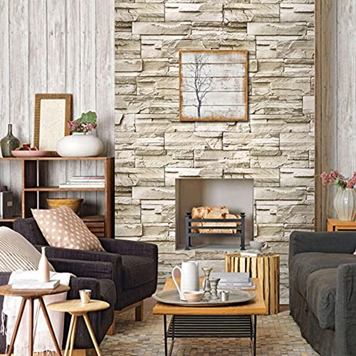 Papier peint brique 3D vinyle autocollant 2x6M pour rénovation murale