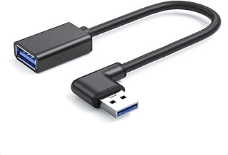 La Brodée Right Angle USB 3.0 Extension Cable, 90 Degree USB Extender Lead Male to Female USB Adapter Cord, Left & Right Angle(Pack of 2)