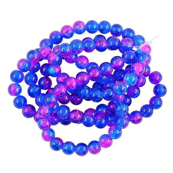 SNAPPSY 3x8mm Gorgeous Crackle Lampwork Glass Round Beads Strand Royal Blue Fushia-picture-42