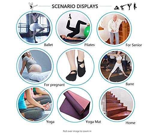 Meias de ioga para meias antiderrapantes com alças Meias de barra para mulher, ideal para pilates, b