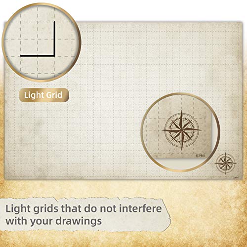 Battle Grid Game Mat - 24"X36" Vinyl Game Mat - Table Top Role Playing Map - Reusable Rpg Dungeons And Dragons (Dnd) Game Map - Portable Plastic Storage Tube And Markers, Eraser, Dice Set Included #TOP7