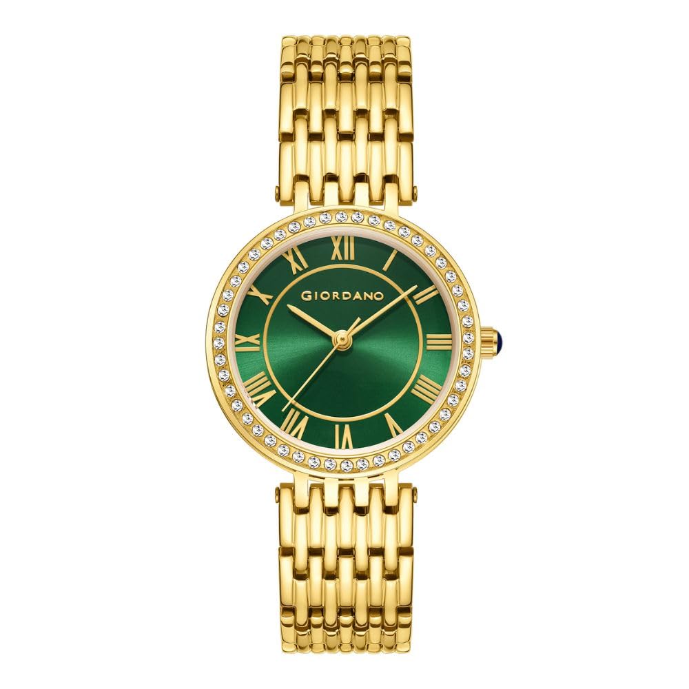 giordano Eleganza Collection Round Analog Watch for Women, Diamond-Set with Metal Strap Ladies Water Resistant Wrist Watch - A2083-picture-11