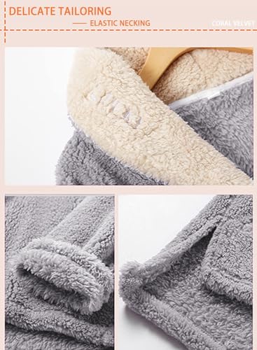 Men' s Fluffy Pajamas Set Fleece Fluffy Warm Loungewear Pullover Loose Flannel Sleepwear4