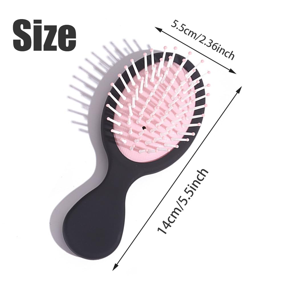 Mini Travel Detangler Brush Anti-Static Hair Brush Small Oval Wet Brush Wet And Dry Hair Tangled Hair Brush for Most Hair Types Glide Through Tangles with Ease (Black) - Image 2
