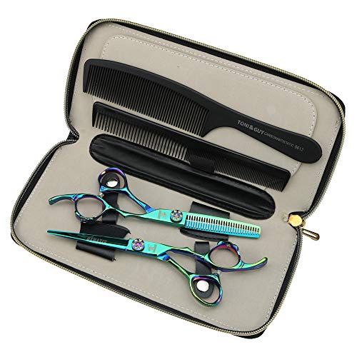 FOMALHAUT boutique 440C steel green peacock pattern handle hairdressing set hairdressing tools hairdressing scissors 6 inch hairdressing scissors (set)