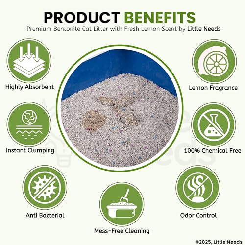 Image of Premium Bentonite Cat Litter Sand - 5Kg with Lemon Fragrance for Cats and Kittens | Clean Low-dust Strong Deodorant Litter Tray Refill with Odour Controlling and Instant Clumping