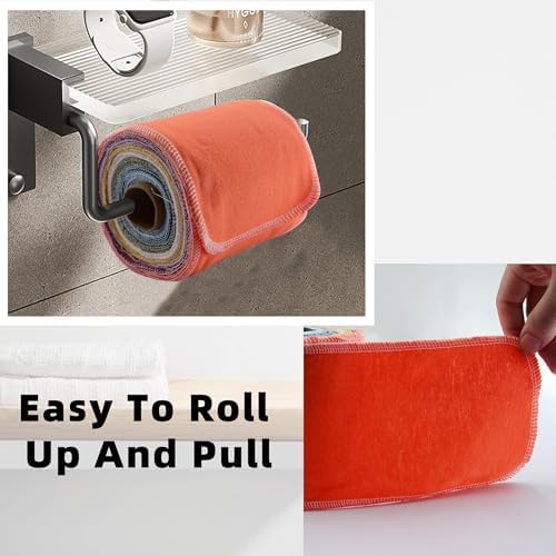 Papel higiénico reutilizable – Toallas de algodón reutilizables para bidé, rollo de toallas de papel absorbentes y lavables, 64 toallitas de papel higiénico lavables y enrollables