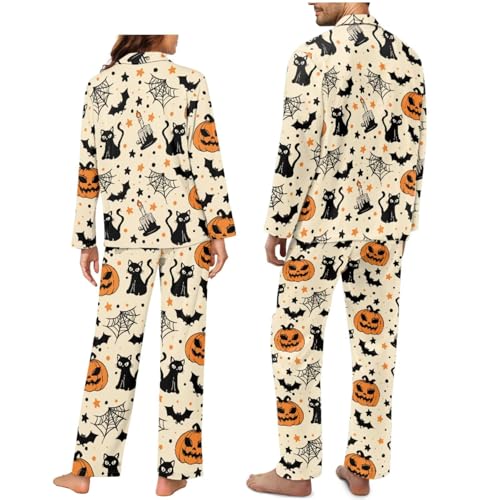 Men and Women Matching Outfits Lightweight Button Down Long Sleeve Pjs Set Comfortable Pjs Lounge Set with Pocket2