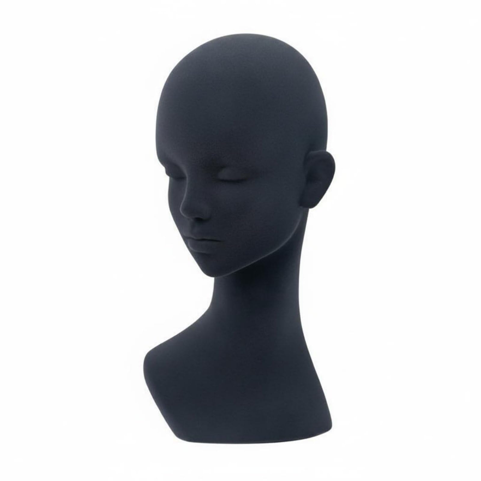 Milageto Testa per Parrucca Manichino Supporto Testa per Parrucche Busto per Cappelli con Superficie Aderente per Styling E Presentazione Pulita Adatta a Saloni Negozi Vetrine Casa , Nero Velluto