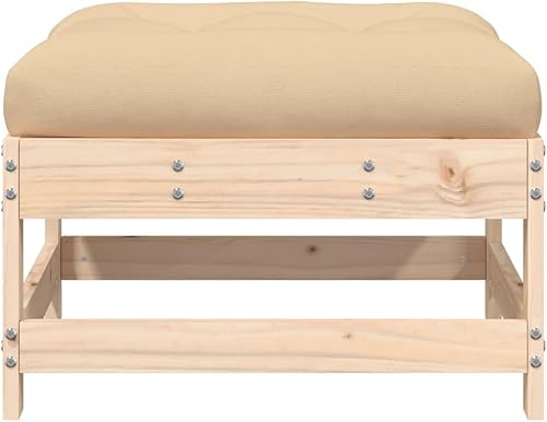 Miniatura 6 de vidaXL Sofás seccionales centrales de pino de madera maciza, 2 piezas, asientos de madera de pino sin tratar para parejas con cojines beige, juego