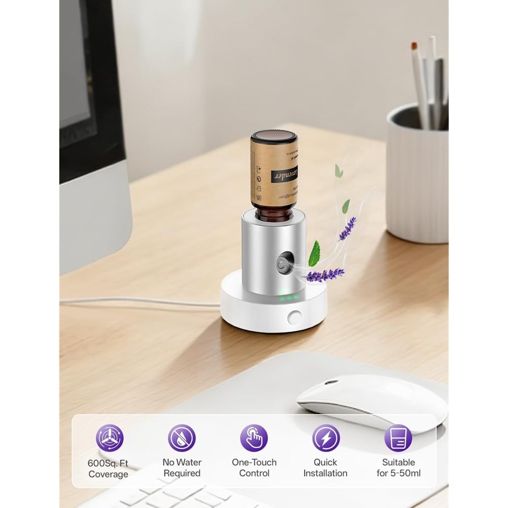 1 Ensemble de Diffuseur D'Huiles Essentielles sans Eau Mini, Pulvérisateur de Parfum Automatique, Machine D'Aromathérapie, Diffuseur de Parfum Intelligent Mini, Brume d'air et Parfum.