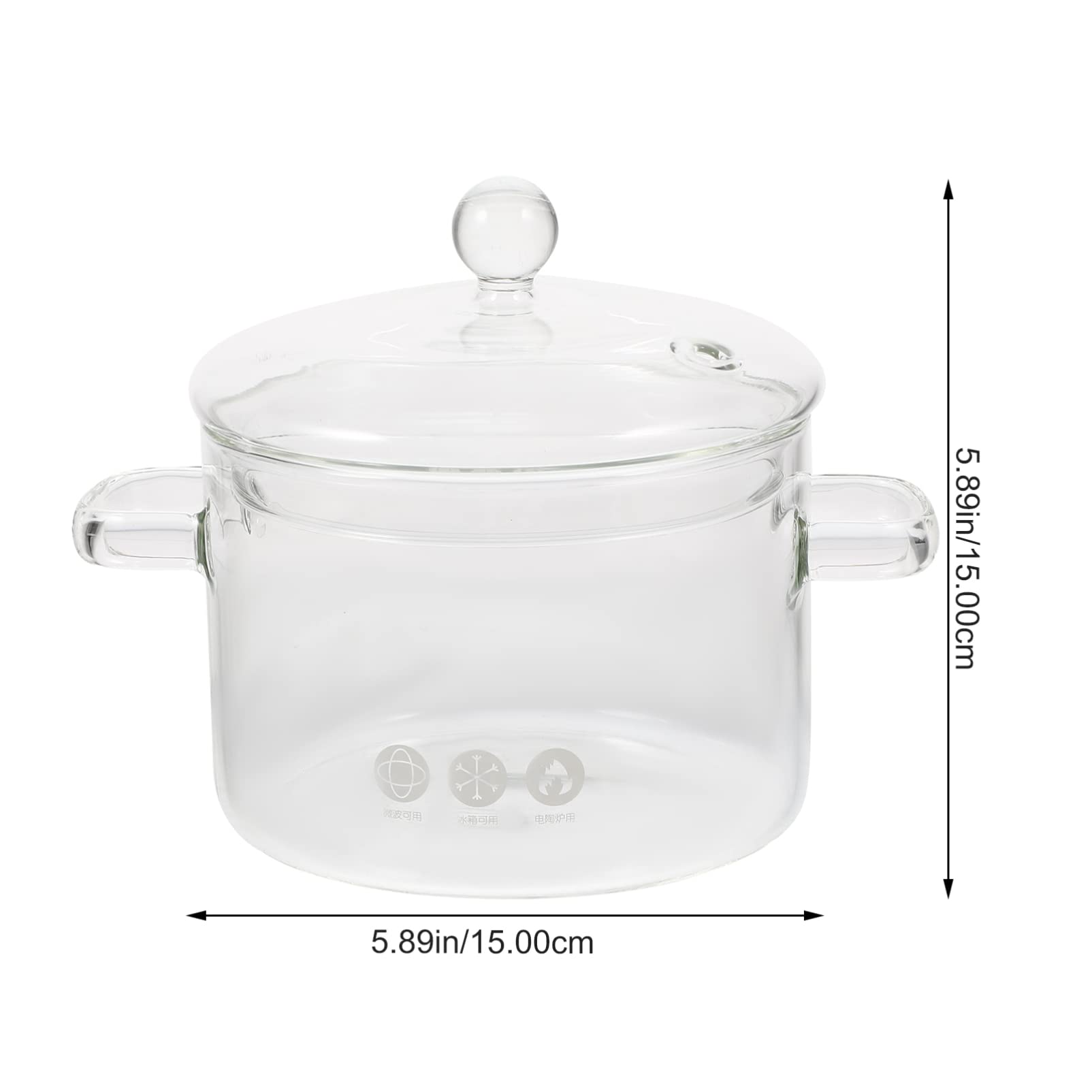 HEALEEP High Borosilicate Glass Stew Cooker with Lid Double Handle Noodle Pot Versatile Cooking Pot for Noodles Soup and More Capacity for Cooking