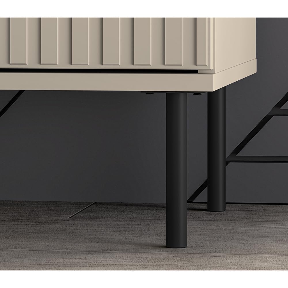 Lomadox Wohnzimmer Set in Kaschmir matt modern 6-teilig mit goldfarbenen Griffen, gerillter Optik, Softclose-Funktion mit TV-Board, Kleiderschrank, Vitrine, Wandboard, Sideboard, Vitrinenschrank