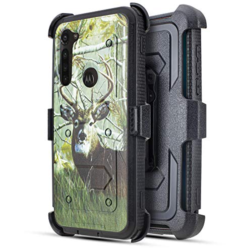 Customerfirst Motorola Moto G Stylus XT2043, Moto G Power XT2041 (2020 Version) with Built-in Screen Protector Heavy Duty Full-Body Rugged Holster Armor Cover Belt Swivel Clip Kickstand (Deer)