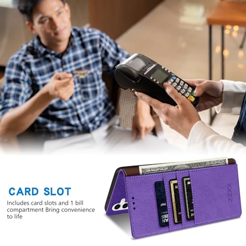 Image of ZZXX for Galaxy S23 FE Wallet Case Strong Magnetic 6.4 inch,Purple