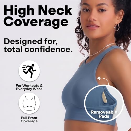 Image of POPSUGAR Sports Bras for Women - Y Back, High Neck, Strappy & Long Line Padded Racerback Bra Workout Yoga Top Racer Back Bra