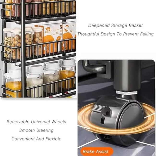 Slim Storage Cart,Kitchen Rolling Cart,Skinny Laundry with Handle,3-5 Tiers Slide Out Slim,for Small Spaces,Entryway(White,90x40x17cm)-kVjqju3L