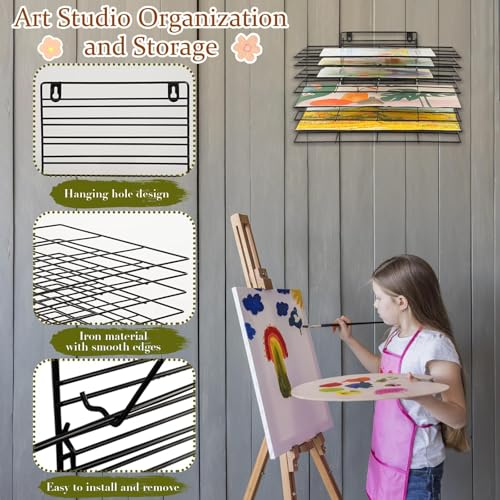Image of Art Drying Rack for Classroom Paint Drying Rack Small Art Drying Rack Wall Art Storage Rack with 8 Removable Shelves for Classrooms and Art Studios (Black, 8 Shelves)