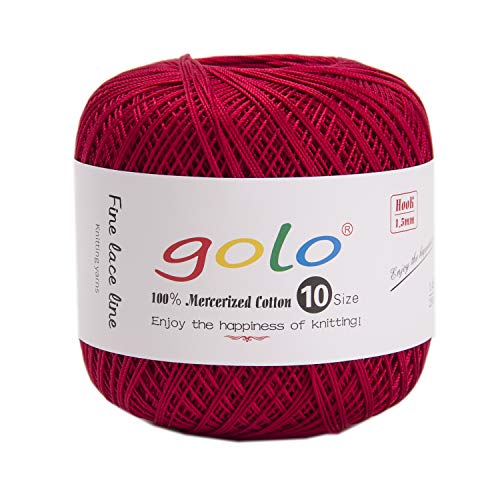 Image of golo Crochet Thread Size 10 Lace Yarn Wine red Yarn 192
