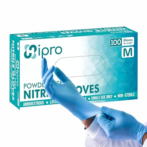 HiPRO- Comfortable High Touch 4 Mil Disposable Nitrile Gloves Latex/Powder-Free, Non-Sterile, Cooking, Cleaning, 100 Count (Medium)