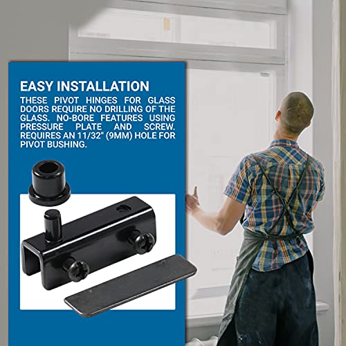 Rok Hardware Glass Door Pivot Hinge For Free Swinging Glass, Black Zinc-Plated #TOP2