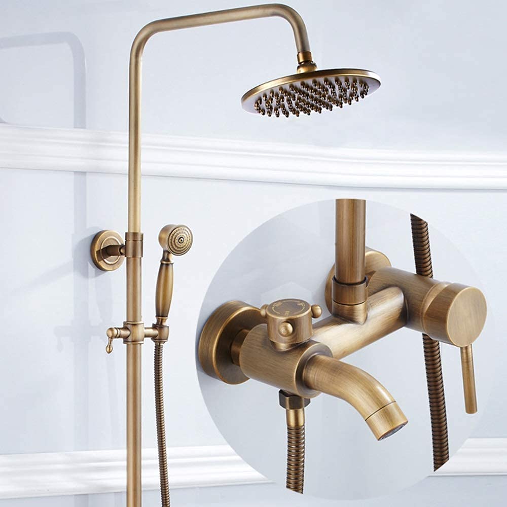 OZBMA European Retro Three-Speed Quick Opening Shower Faucet Brass Antique Lift Set Durable Luxury