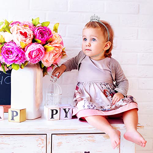 Silver Baby Crown Baby Tiara Baby Crown Headband Crystal Crown Hair Belt For Little Girl Infant Princess Tiaras Birthday Elastic Hair Band For Photography Headband Props #TOP6
