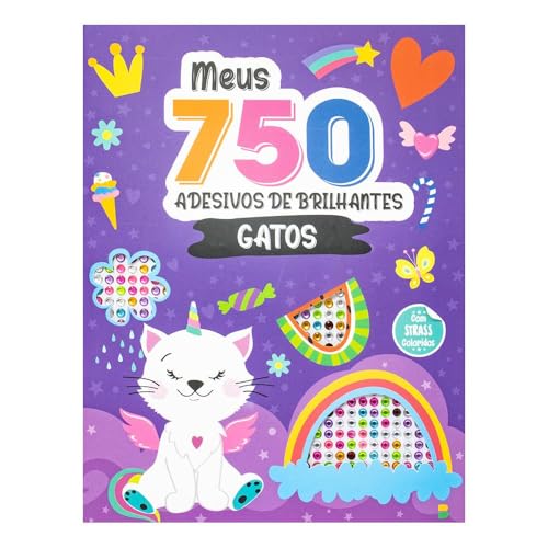 Meus 750 Adesivos de Brilhantes – Livro de Colorir: Gatos