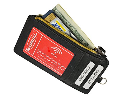 New RFID Premium Leather ID Window Credit Cards Zipper Neck Wallet3