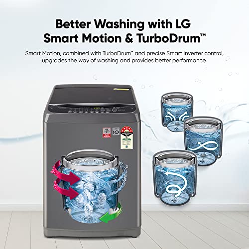 Image of LG 9 Kg 5 Star Smart Inverter Fully-Automatic Top Load Washing Machine Appliance (T90SJMB1Z, Middle Black, TurboDrum | Jet Spray+)