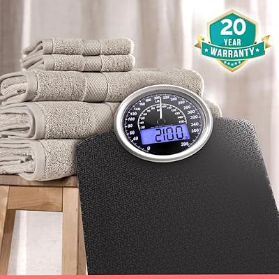 Adamson Hybrid 2-in-1 Analog & Digital Weighing Scale for Body Weight up to 400lbs - Thick Tempered Glass - Extra Large Display - Easy to Read Digital Bathroom Scale - Black Matrix with Blue Backlight