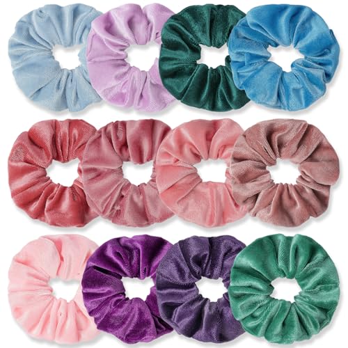 HOTUT Elastici per Capelli in Morbido Velluto,12 Pezzi Set Elastici Capelli per Donne Ragazze,Scrunchy Cravatte Capelli Corde Scrunchie per Donne Ragazze