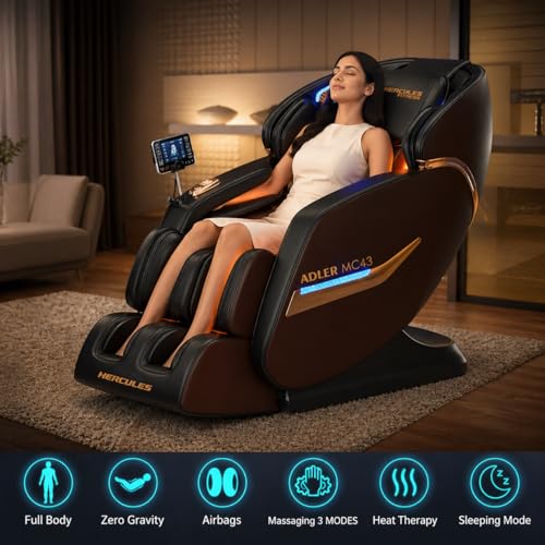 Image of Hercules MC43 3D Full Body Massage Chair with Body Scan, Waist Heating, Bluetooth Speaker, LCD Touchscreen & 5 Auto Programs | Premium Zero Gravity Recliner