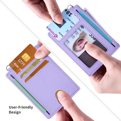 Image of Mayski Slim Wallet, Credit Card Holder for Women, Minimalist Front Pocket RFID Blocking Card Cases, Small Wallet Women Men(Cross Light Purple)