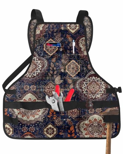 Delantal de tela Oxford con 16 bolsillos ajustable unisex