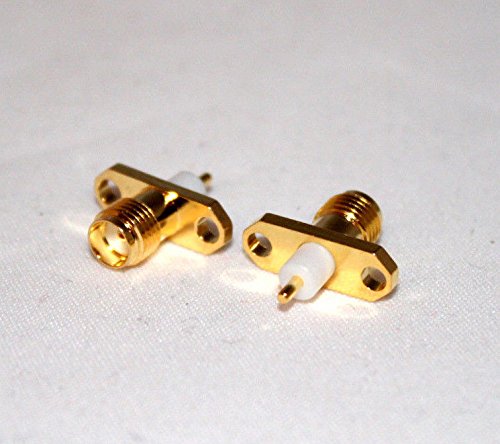 10 SMA Female 2-Hole 16mm Flange PTFE Solder Panel Mount Connectors; US Stock