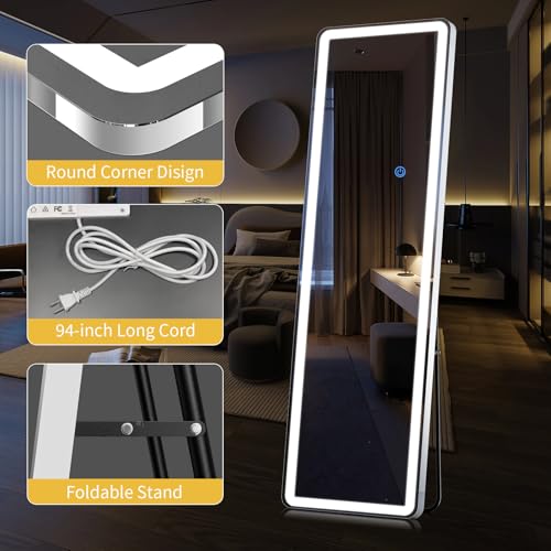 InfiniGlass Standing Mirror Full Length with LED Lights, 71"x30" Lighted Mirror with Dimming & 3 Color Lighting, Tall Mirror Full Body for Bedroom, Dressing Room by InfiniGlass - Image 7