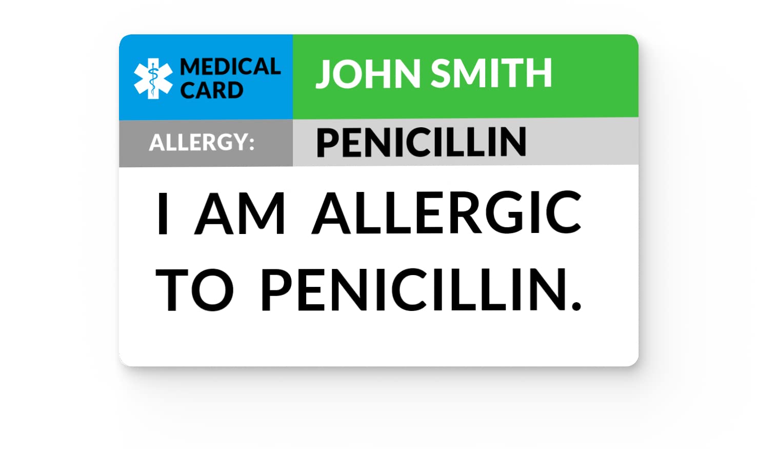 The Card Project UK Penicillin Allergy Medical ID Alert Card. Antibiotic Allergy Awareness, 86mm by 54mm