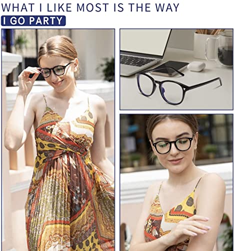 Image of IFLASH Blue Light Blocking Glasses Gaming Filter Transparent Round Eyeglasses for Eye Protection Men Women, Computer /Tablet /Laptop /Mobile /TV, Anti-blue & Anti eyestrain