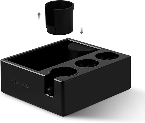 MHW-3BOMBER Caja de amortiguación 4 en 1 Knock Box Espresso Knock Box de madera se adapta a alfombrillas de silicona antideslizantes de 2283in nogal