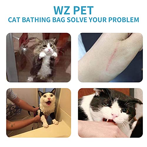 Image of Cat Bathing Bag,Cat Shower Net Bag,Breathable Cat Grooming Bag,Adjustable Cat Washing Shower Bag