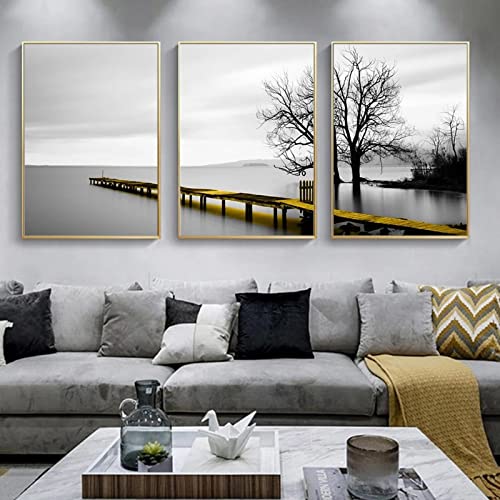 Cuadros decorativos de arboles y puentes sobre el agua posters minimalistas nordicos sin marco