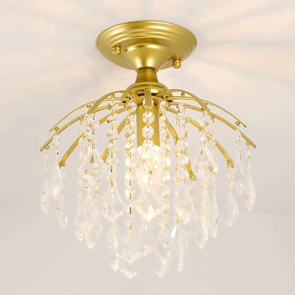 Lámpara de techo de cristal con cadena colgante y casquillo E14 para iluminación decorativa