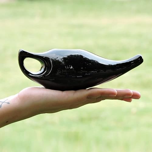 Miniatura 3 de Qimacplus Olla Neti de cerámica duradera a prueba de fugas con 10 sobres de sal Neti No metálico y cómodo agarre apto para microondas y Negro