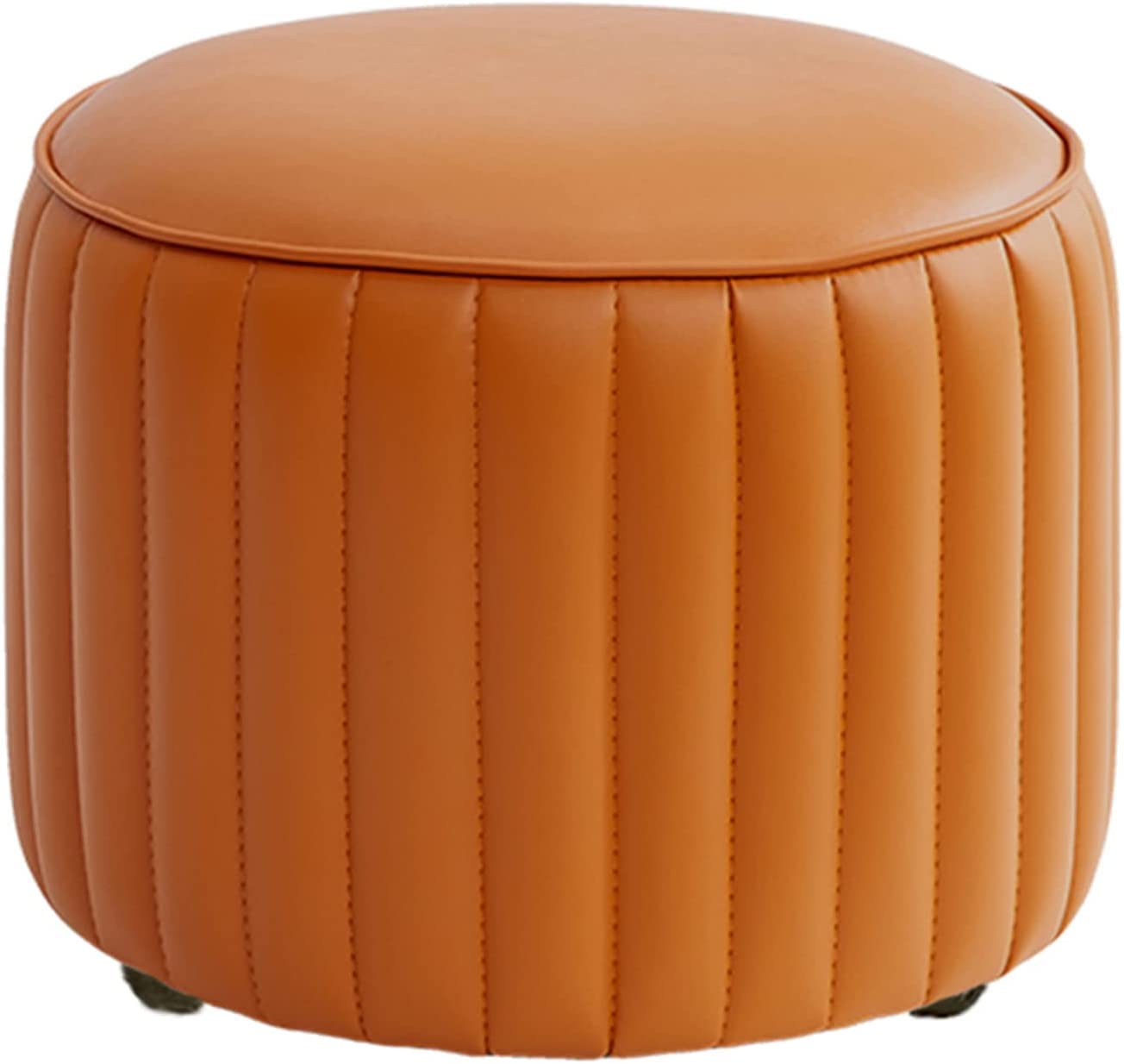 Repose-pieds ottoman cuir jaune orange 40 cm tabouret de canapé