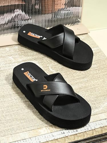 Image of DOCTOR Men Cross Strap Slippers | Soft Feel Comfort Casual Slides for Men | Lightweight Everyday Wear Open Toe Sandals