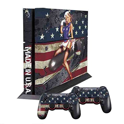 PS4 Console Designer Skin for Sony PlayStation 4 System plus Two(2) Decals for: PS4 Dualshock Controller - Battle Torn Stripes