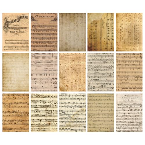 EMERSPRING Vintage Scrapbook Paper 30 Sheets, Retro Brown Wrapping Packing Decorative Craft Paper for Bullet Journal DIY Projects Decorations (Classic Movement)