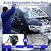 HoldOneLight 16-Inch Auto-Retractable Pressure Washer Hose Reel, 50FT Heavy Duty Steel Power Washer Hose, Reel with Dual Arm 4000 PSI (Black)