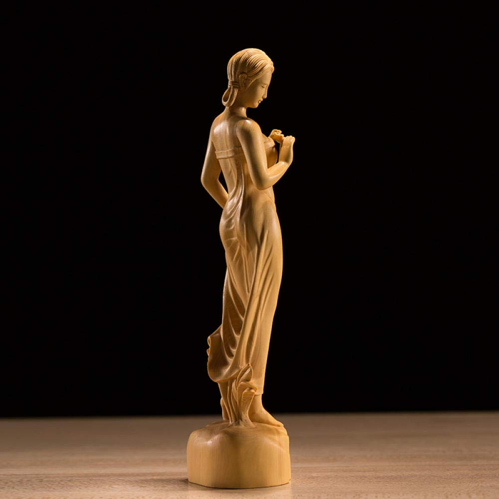 Amazon.co.jp: 彫刻19Cmガール木彫り装飾彫刻工芸品無垢材中国風装飾
